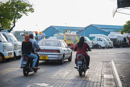 Male, Maldives - June 8, 2017: Street view of Male, the capital of Maldives. on June 8, 2017 in Male, Maldivesのeditorial素材