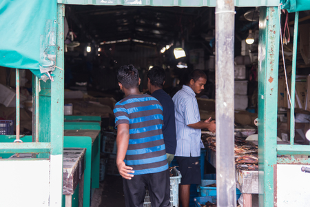 Male, Maldives - June 8, 2017: Area of fresh fish market on June 8, 2017 in Male, Maldivesのeditorial素材
