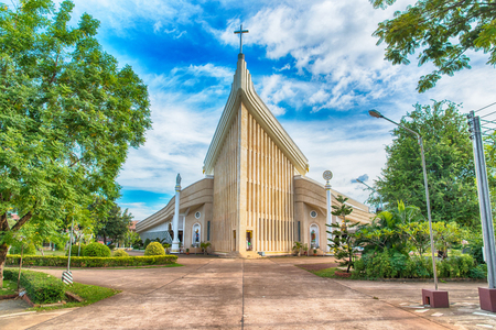 Tha-rae District, SAKON NAKHON, THAILAND - September 23, 2017: St. Michael's Cathedral is the largest Catholic cathedral in sakon nakhon,Thailandのeditorial素材