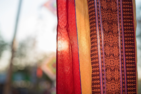 Native thai style silk ,texture of fabric pattern backgroundの写真素材