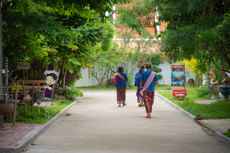 Khao Wong, Kalasin - June 16, 2018: People travel at Wat Wang Kham temples in  Kalasin province Thailand on June 16, 2018 in Khao Wong, Kalasinのeditorial素材