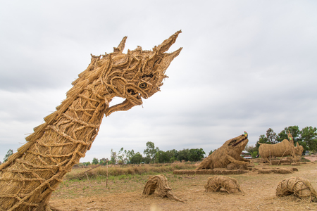 Nadun,Maha Sarakham,Thailand  - March 9, 2018: Show Idea Straw puppet Festival in Nadun,Maha Sarakham,Thailandのeditorial素材