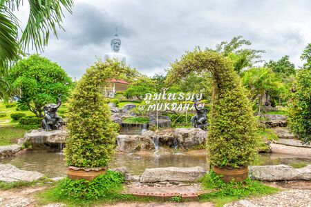Mukdahan,Thailand - July15, 2018: Lanscape view of Manorom Temple ,Religion ceremony in Mukdahan,Thailandのeditorial素材