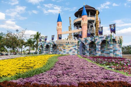 Khon Kaen,Thailand - December 24, 2018: Amazing International Flower Festival in park at Khon Kaen,Thailand.のeditorial素材