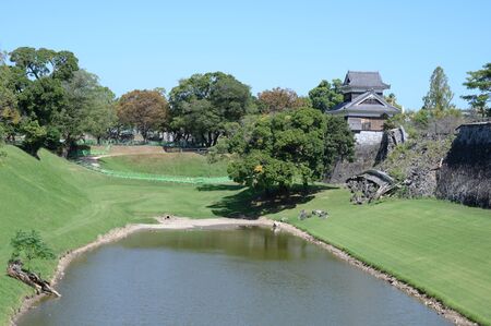 Landscape view of Kumamoto japanese castle view in Kyushu Japan.の写真素材