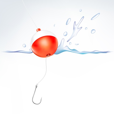 Fishing hook and bobber splashのイラスト素材