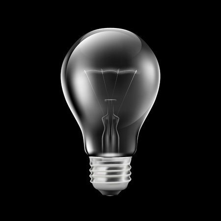 Realistic light bulb isolated on black のイラスト素材