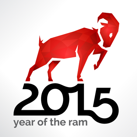 2015 Chinese New Year of the Ram Sheep or Goat on White Cardのイラスト素材