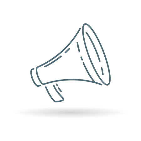 Loudspeaker icon. Megaphone sign. Loudspeaker symbol. Thin line icon on white background. Vector illustration.のイラスト素材