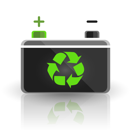 Concept recycle automotive car battery design on white background. Vector illustration.のイラスト素材