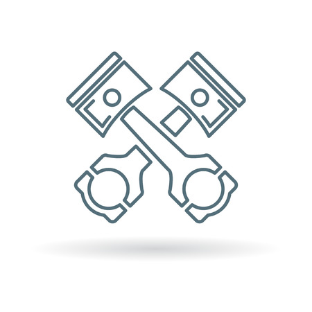 Pistons and conrods icon. Pistons and rods sign. Pistons and rods symbol. Thin line icon on white background. Vector illustration.のイラスト素材