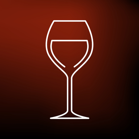 Wine glass icon. Wine glass sign. Wine glass symbol. Thin line icon on red background. Vector illustration.のイラスト素材