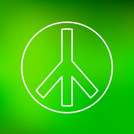 Peace icon. Peace sign. Peace symbol. Thin line icon on green background. Vector illustration.のイラスト素材