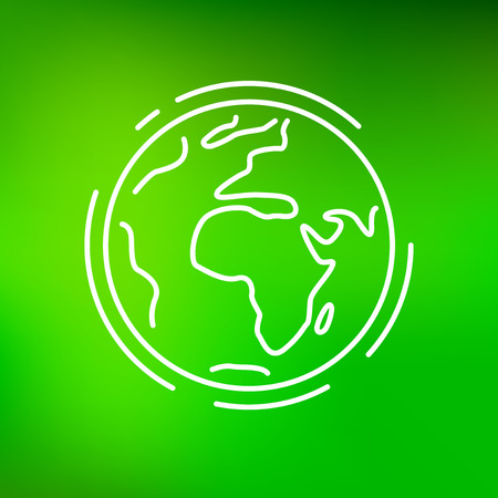 Planet earth icon. Planet earth sign. Planet earth symbol. Thin line icon on green background. Vector illustration.のイラスト素材