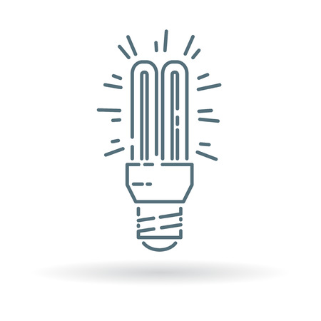 Fluorescent light bulb icon. Fluorescent light bulb sign. Fluorescent light bulb symbol. Thin line icon on white background. Vector illustration.のイラスト素材