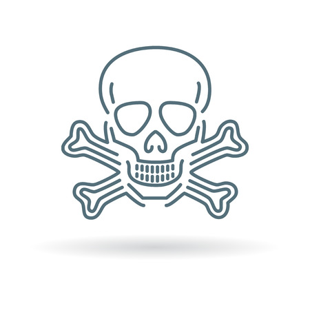 Beware danger skull icon. Beware danger skull sign. Beware danger skull symbol. Thin line icon on white background. Vector illustration.のイラスト素材
