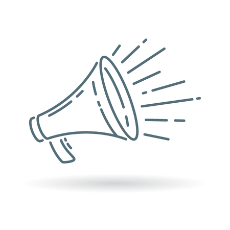 Loudspeaker icon. Loudspeaker sign. Loudspeaker symbol. Thin line icon on white background. Vector illustration.のイラスト素材