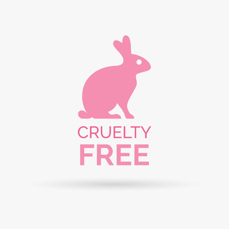 Animal cruelty free icon design. Animal cruelty free symbol design. Product not tested on animals sign with pink bunny rabbit. Vector illustration.のイラスト素材