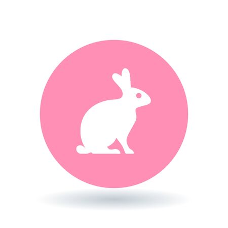 Bunny rabbit icon. Bunny rabbit sign. Bunny rabbit symbol. White rabbit icon on pink circle background. Vector illustration.のイラスト素材