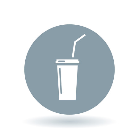 Softdrink icon. Cooldrink sign. Soda symbol. White cooldrink icon on cool grey circle background. Vector illustration.のイラスト素材