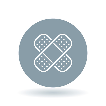 Bandage icon. Bandage sign. plaster symbol. White Bandage icon on cool grey circle background. illustration.のイラスト素材