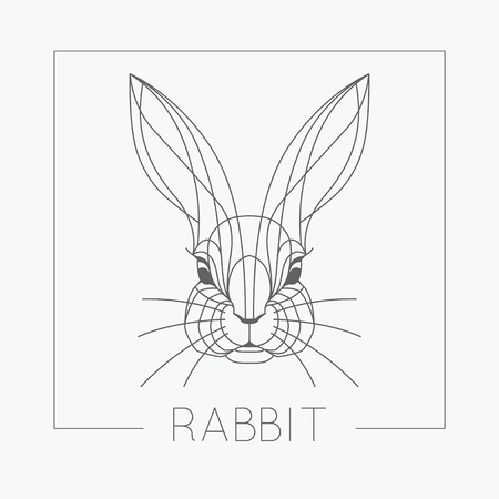 Abstract rabbit bunny head emblem icon design with elegant line shapes style. Vector illustration.のイラスト素材