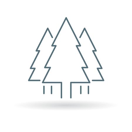Tree icon. Pine tree forest sign. Christmas tree symbol. Thin line icon on white background. Vector illustration.のイラスト素材