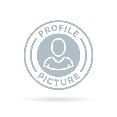 Avatar icon badge of grey profile picture stamp symbol. Vector illustration.のイラスト素材