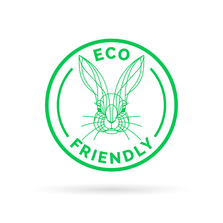 Eco bio and animal friendly icon with rabbit stamp symbol. Vector illustration.のイラスト素材