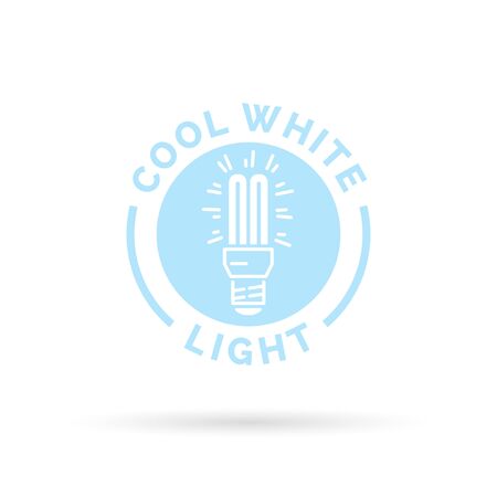 Cool white fluorescent CFL light symbol. Light blue lightbulb icon. Vector illustration.のイラスト素材