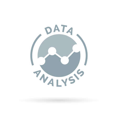 Data analysis icon with grey concept line dots graph symbol. Vector illustration.のイラスト素材