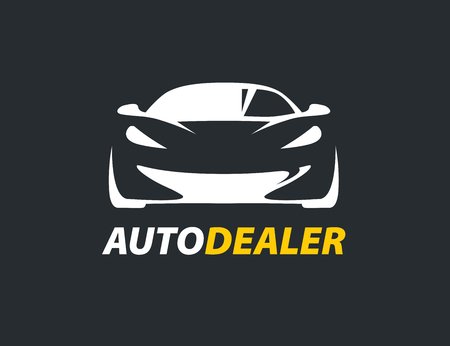 auto dealer original concept icon with supercar sports vehicle silhouette. Vector illustration.のイラスト素材