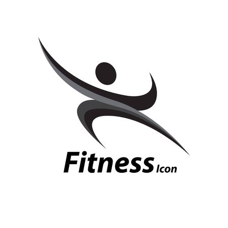 Athlete Fitness icon with abstract black healthy body wellness symbol isolated on white background. Vector illustration.のイラスト素材