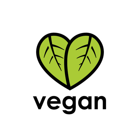 Healthy vegan diet icon concept with green leaf in heart shape. Vector illustration.のイラスト素材