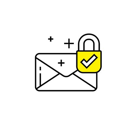 Secure email line icon. SSL secured mail symbol. Envelope lock sign. Vector illustration.のイラスト素材