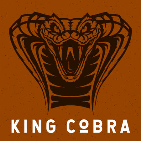 King Cobra vector illustration. Evil snake face graphic design.のイラスト素材