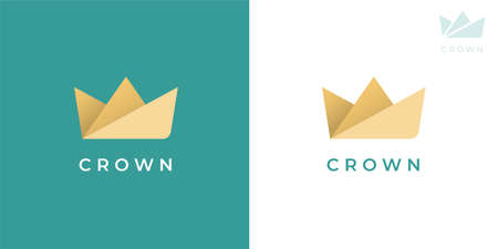 Premium paper crown logo icon. Abstract brand identity symbol design. Modern business origami concept sign. Vector illustrationのイラスト素材