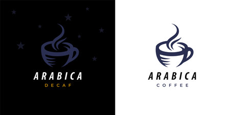 Premium coffee shop  . Cafe mug icon. Latte aroma symbol. Espresso hot drink cup sign. Arabica decaf emblem. Vector illustration.のイラスト素材