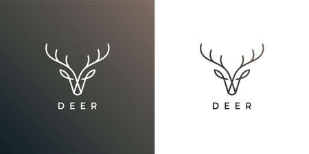 Deer head antler line icon. Elk buck symbol. Wild animal logo. Wilderness sign. Vector illustration.のイラスト素材