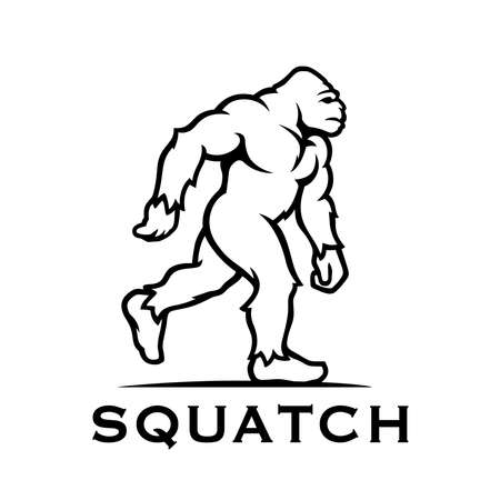 Bigfoot icon. Walking sasquatch symbol. Yeti sign.のイラスト素材