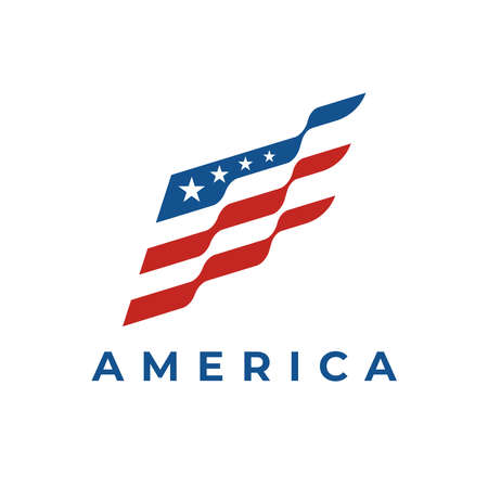 Abstract American flag icon. USA logo banner. United States of America emblem. 4th of July Independence Day symbol. Vector illustration.のイラスト素材