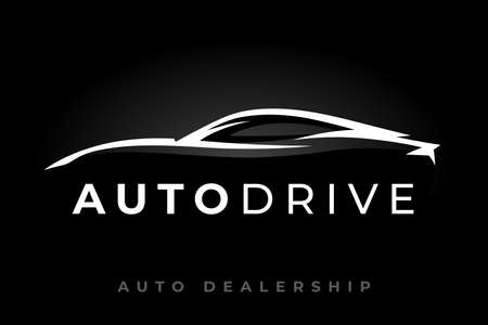 Sports vehicle logo silhouette. Motor car dealer emblem. Auto garage icon. Automotive dealership symbol. Vector illustration.のイラスト素材