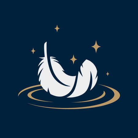 Floating magical white feather icon. Vector illustration.のイラスト素材