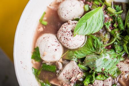 Close up Thai noodle with vegetableの写真素材