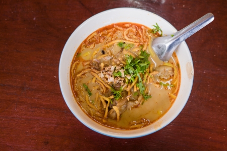 Kaow Soi Kai Curry Noodles Of Thailand local foodの写真素材