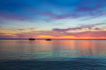 Beautiful twilight over the sea, Lanscape backgroundの写真素材