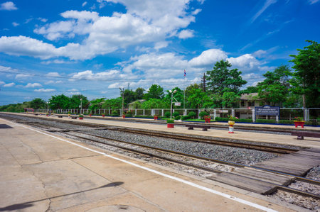 Thai Railway station against blue skyの写真素材