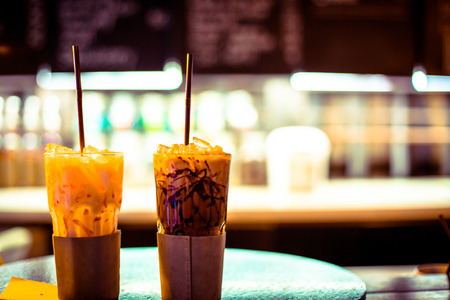 Cup of coffee on table in cafe, Classic coffee shopの写真素材