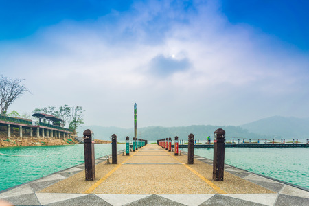 Landscape of Sun Moon Lake pier,  Taichung, Taiwanのeditorial素材