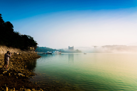 Photographer take photo at Sun Moon Lake in Taiwanのeditorial素材